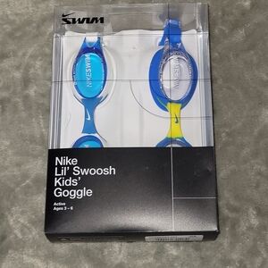 Nike 2 Pack Lil Swoosh Kids Wide Angle Lens Swim Goggle Blue and Yellow Ages 3-6